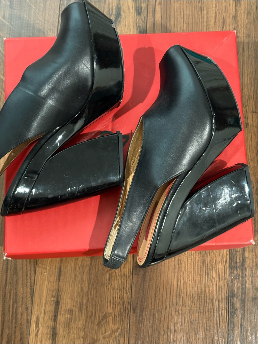 Saks Fifth Avenue Black Patent Platform Slingback Pumps